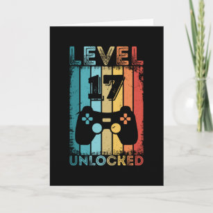 Gaming Level 17 Unlocked 17th Birthday Gift Gamer Card