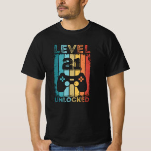 Gaming Level 21 Unlocked 21st Birthday Gift Gamer T-Shirt