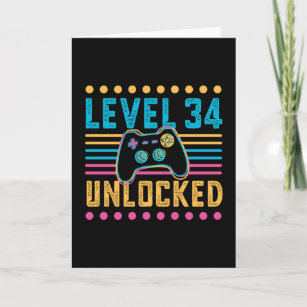 Gaming Level 34 Unlocked 34th Birthday Gamer Gift Card