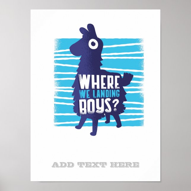 Gaming Llama Where We Landing Boys Graphics Teens Poster (Front)