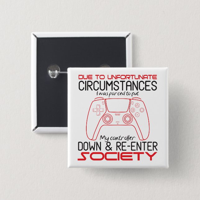 Gaming Lovers Put My Controller Down Funny Gamer 2 Inch Square Button (Front & Back)