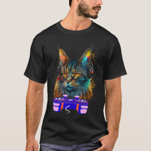 Gaming Maine Coon Cat Player Animal Video Gamer M T-Shirt