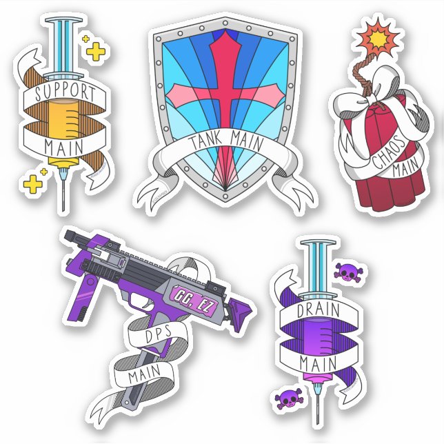 Gaming Mains Gamer Syringe Gun Shield Cartoon (Front)
