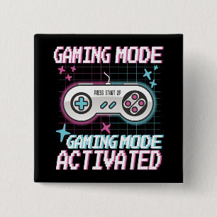  Gaming Mode Activated Retro Pixel Gamer Design 2 Inch Square Button