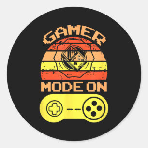 Gaming Mode On Funny Game Quotes Gift For Players Classic Round Sticker