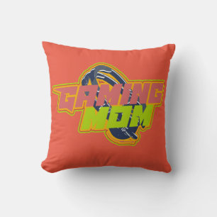 Gaming Mom funny logo badge headphones T-Shirt Throw Pillow