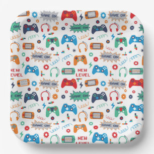 Gaming Paper Plates, Video Games Party Supplies Plate