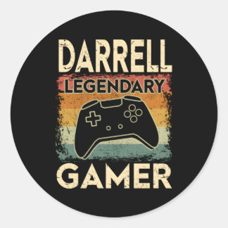 Gaming Personalized Name Darrell Legendary Gamer Classic Round Sticker
