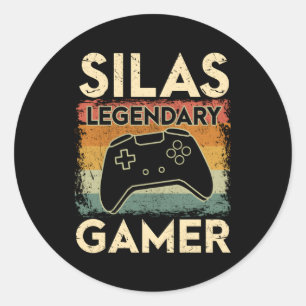 Gaming Personalized Name Silas Legendary Gamer Classic Round Sticker