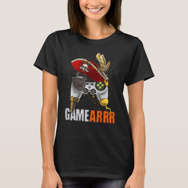 Gaming Pirate Hat controller Video Game Controller T-Shirt (Front)