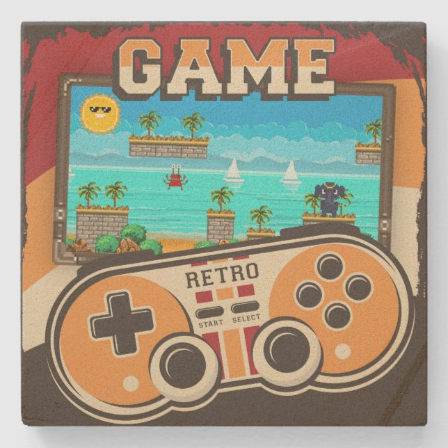 Gaming Remote Controller Retro   Stone Coaster (Front)