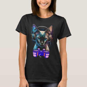 Gaming Siamese Cat Player Animal Video Gamer Men T-Shirt