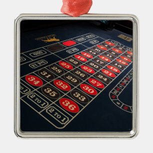 Gaming Table Roulette Las Vegas Metal Ornament