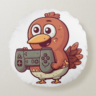 Gaming Thanksgiving Round Pillow