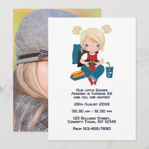 Gaming-Themed Kids Birthday Party Photo Invitation