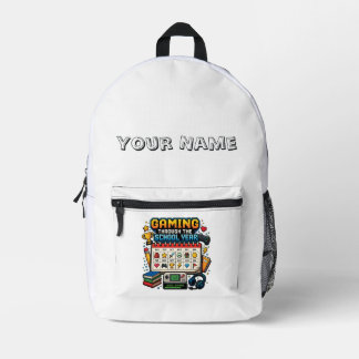 Gaming Through the School Year Retro Pixel Gamer Printed Backpack