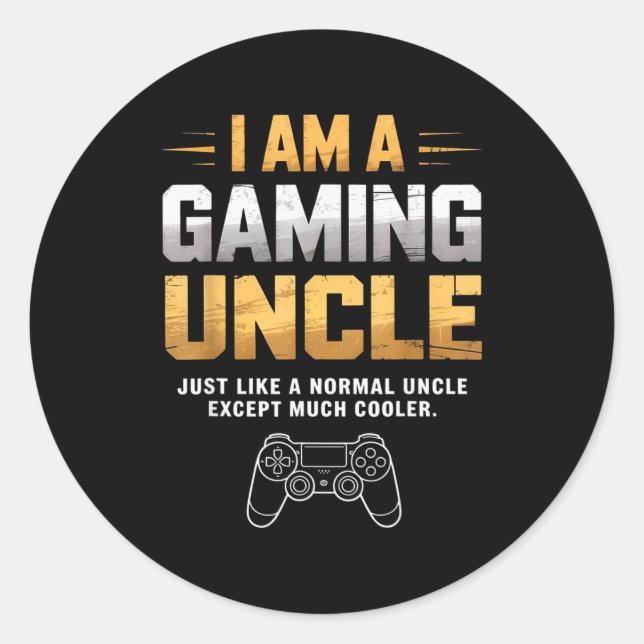 Gaming Uncle Cooler Than Normal Uncle For Mens Boy Classic Round Sticker (Front)