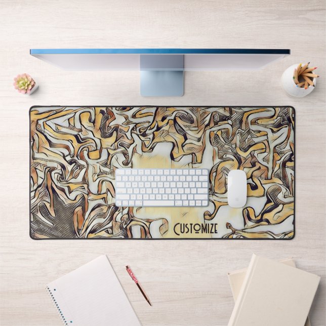 Gaming Unique Modern Abstract Nuetrals Gamer Desk Mat (Office 1)