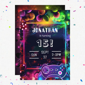 Gaming Video Custom Age Birthday Invitation