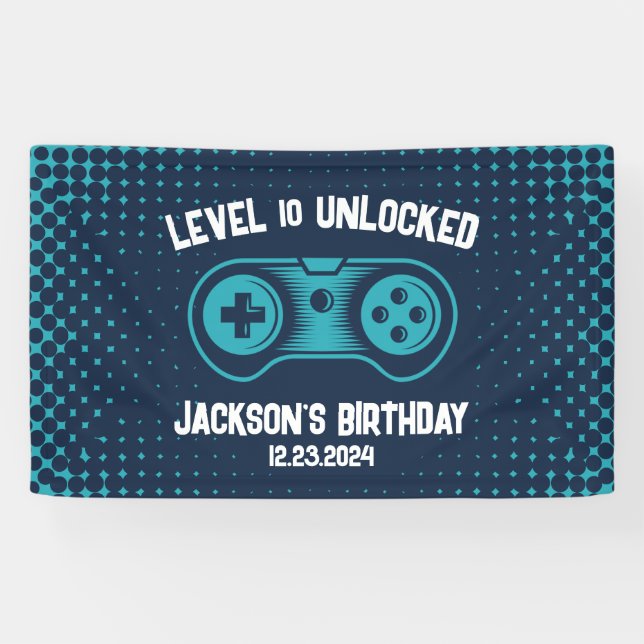 Gaming Video Game Theme Gamer Boy Birthday Party Banner (Horizontal)