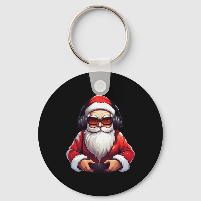 Gaming Video Gamer Game Controller Christmas Pajam Keychain (Front)