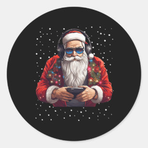 Gaming Video Gamer Game Controller Xmas Snow Classic Round Sticker