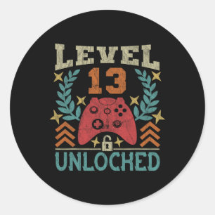 Gaming Vintage 13th Birthday Gift 13 Year Old Boy Classic Round Sticker