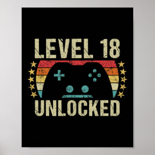 Gaming Vintage 18th Birthday Gift 18 Year Old Boy  Poster