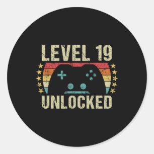 Gaming Vintage 19th Birthday Gift 19 Year Old Boy Classic Round Sticker