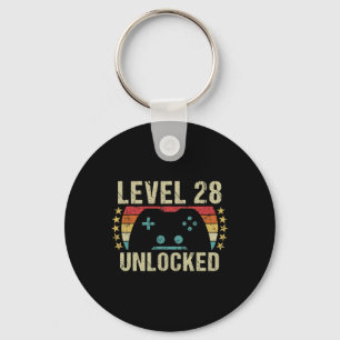 Gaming Vintage 28th Birthday Gift 28 Year Old Boy Keychain