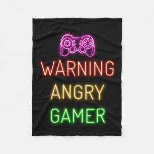 Gaming Warning Angry Gamer Fleece Blanket