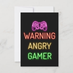 Gaming Warning Angry Gamer RSVP Card