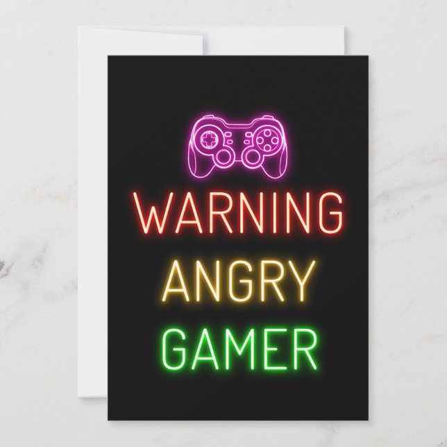 Gaming Warning Angry Gamer Save The Date (Front)