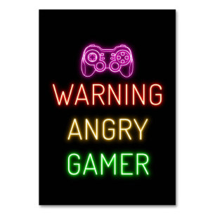 Gaming Warning Angry Gamer Table Number