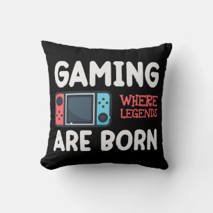 gaming where legends are born throw pillow