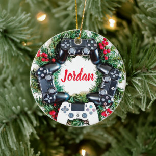 Gaming Wreath CUSTOM Gamer Ceramic Ornament