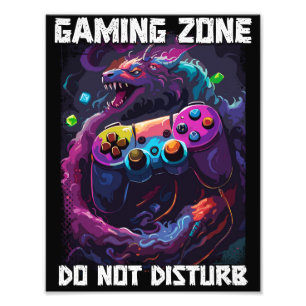 Gaming Zone Do Not Disturb Cool Gamer Dragon Art Photo Print