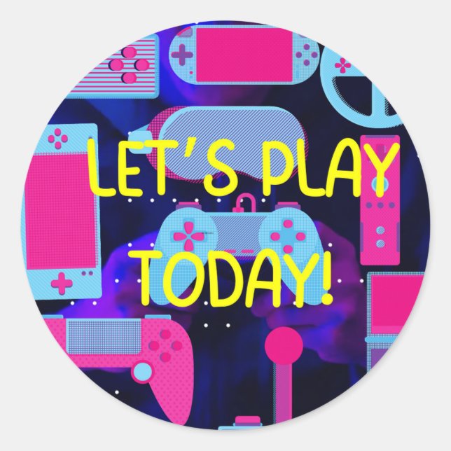 gammer lets play  classic round sticker (Front)