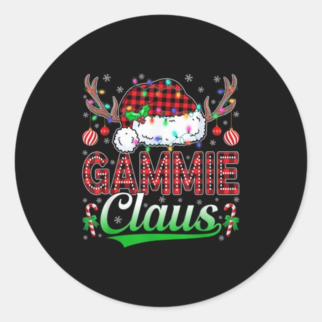 Gammie Claus Christmas Lights Matching Family Xmas Classic Round Sticker (Front)