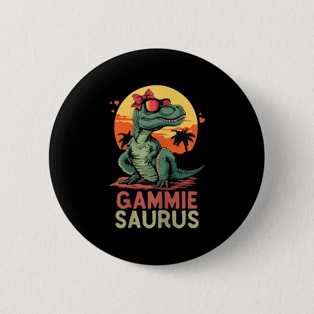Gammiesaurus Dino Dinosaur Gammie-saurus T-rex Fun 2 Inch Round Button (Front)