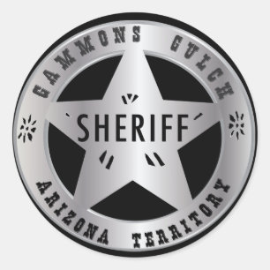 Gammons Gulch Sheriffs Badge Shickers Classic Round Sticker