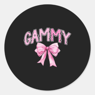 Gammy birthday girl matching coquette pink bow  classic round sticker