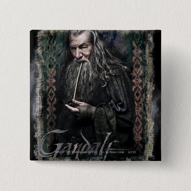 Gandalf With name 2 Inch Square Button (Front)