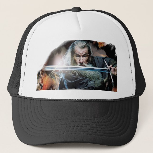 Gandalf With Sword In Battle Trucker Hat (Front)