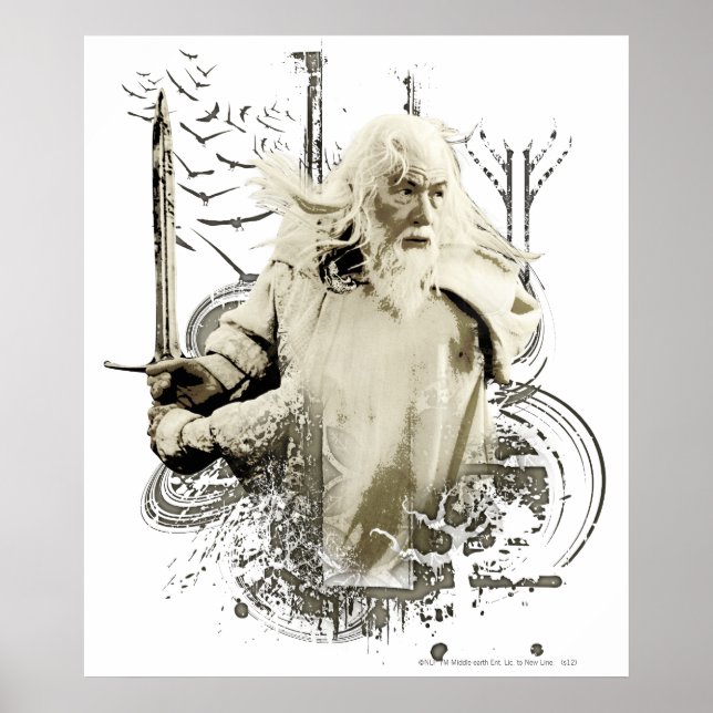 GANDALF™ with Sword Vector Collage Poster (Front)