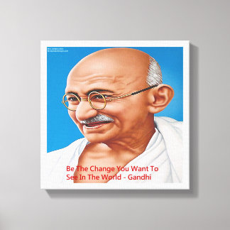 Gandhi & Be The Change Quote Canvas Print