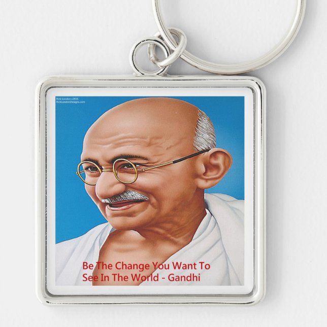 Gandhi & Be The Change Quote Keychain (Front)