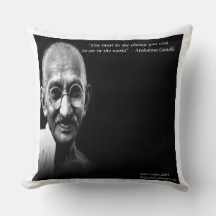 Gandhi Be The Change Quote Large Cotton Pillow