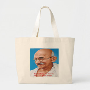 Gandhi & Be The Change Quote Large Tote Bag