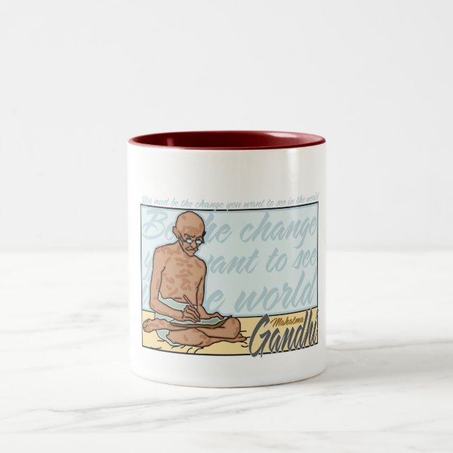 Gandhi Be The Change Quote Two-Tone Coffee Mug (Center)